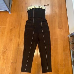 ABS Allen Schwartz Black/Gold Strapless Jumpsuit